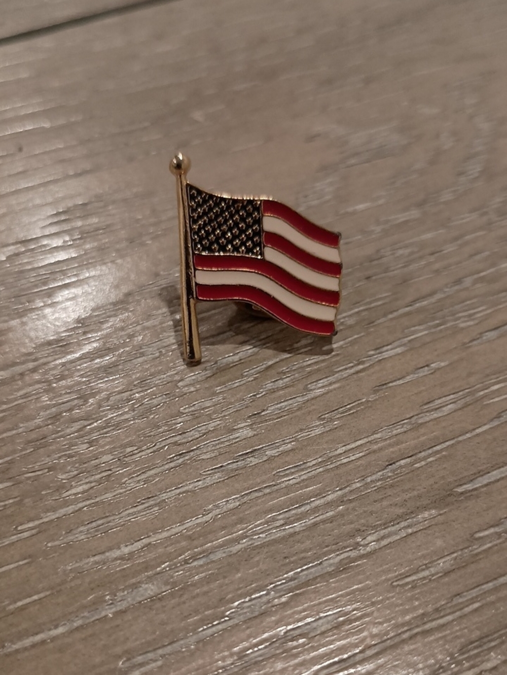 Gold-Tone American Flag Pin - Red, White & Blue